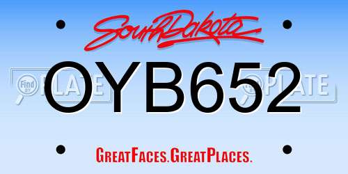 OYB652 South Dakota License Plate