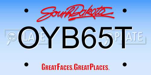 OYB65T South Dakota License Plate