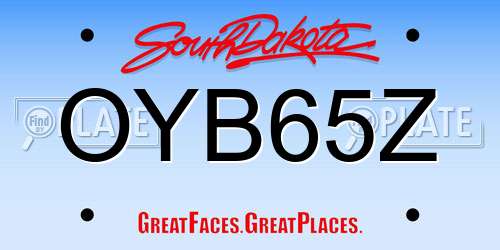 OYB65Z South Dakota License Plate