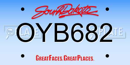 OYB682 South Dakota License Plate