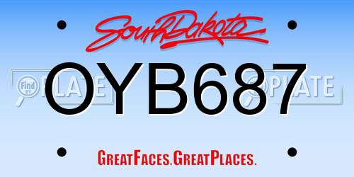 OYB687 South Dakota License Plate