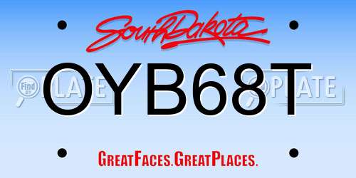 OYB68T South Dakota License Plate