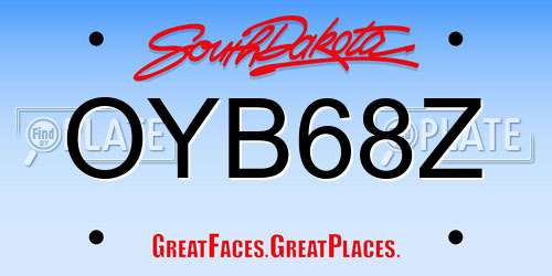 OYB68Z South Dakota License Plate