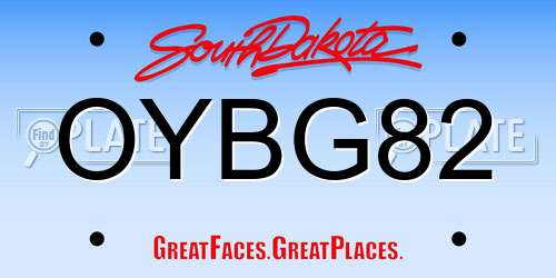 OYBG82 South Dakota License Plate