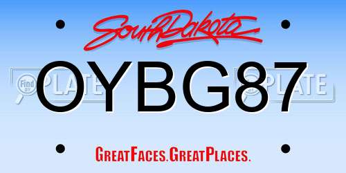 OYBG87 South Dakota License Plate