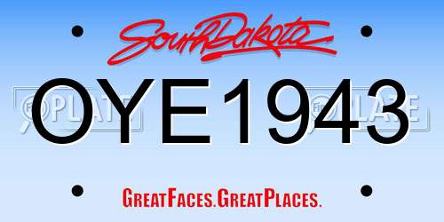 OYE1943 South Dakota License Plate