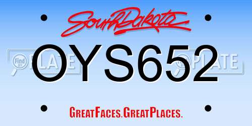 OYS652 South Dakota License Plate
