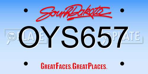OYS657 South Dakota License Plate
