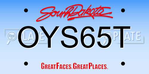 OYS65T South Dakota License Plate
