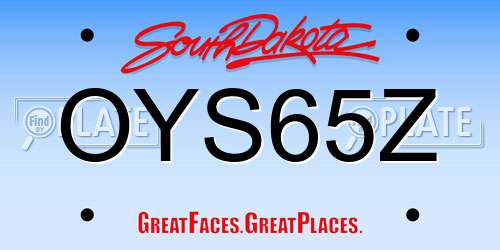 OYS65Z South Dakota License Plate