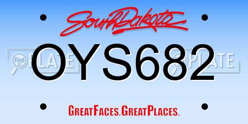 OYS682 South Dakota License Plate