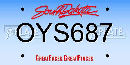 OYS687 South Dakota License Plate