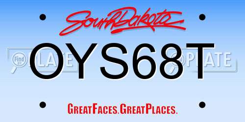 OYS68T South Dakota License Plate