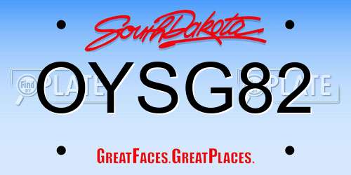 OYSG82 South Dakota License Plate