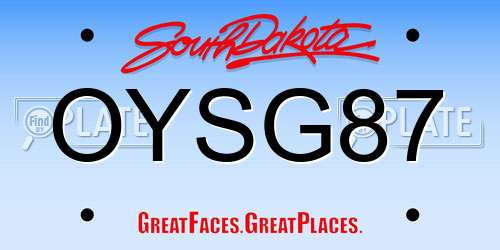 OYSG87 South Dakota License Plate