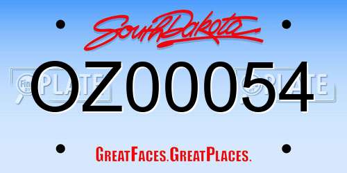 OZ00054 South Dakota License Plate