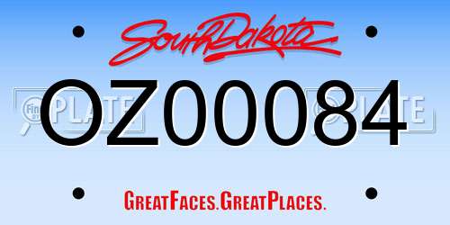 OZ00084 South Dakota License Plate
