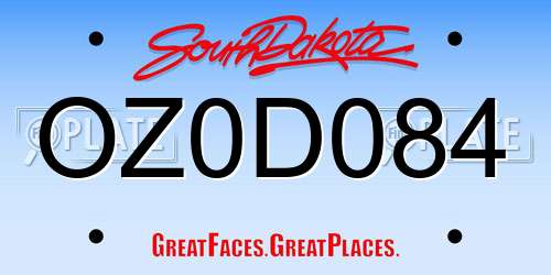 OZ0D084 South Dakota License Plate