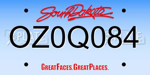 OZ0Q084 South Dakota License Plate