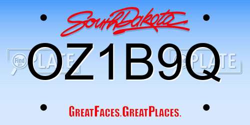 OZ1B9Q South Dakota License Plate