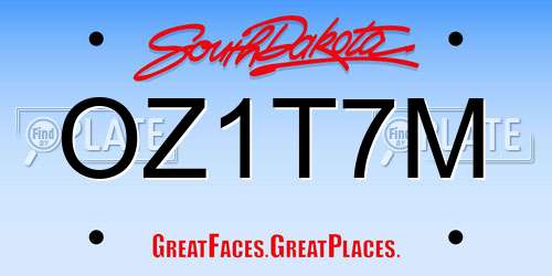 OZ1T7M South Dakota License Plate