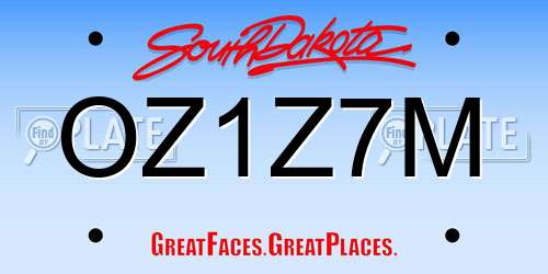 OZ1Z7M South Dakota License Plate