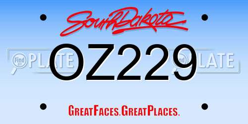 OZ229 South Dakota License Plate