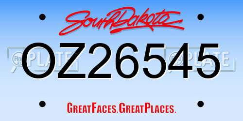 OZ26545 South Dakota License Plate
