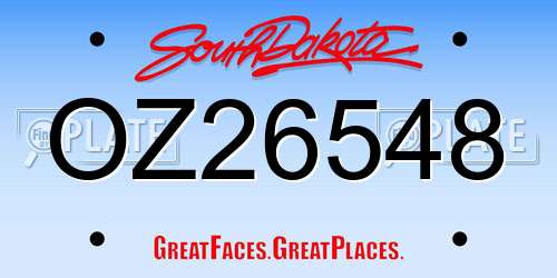 OZ26548 South Dakota License Plate
