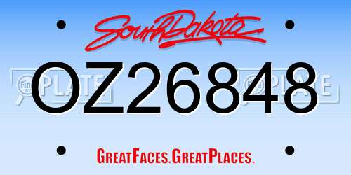 OZ26848 South Dakota License Plate