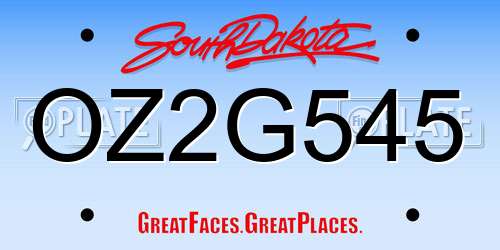 OZ2G545 South Dakota License Plate