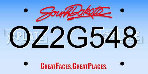 OZ2G548 South Dakota License Plate