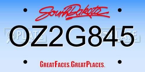 OZ2G845 South Dakota License Plate