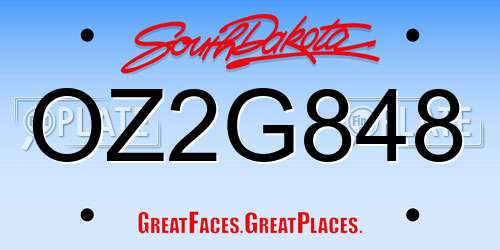 OZ2G848 South Dakota License Plate