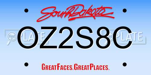 OZ2S8C South Dakota License Plate