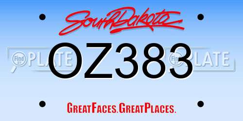 OZ383 South Dakota License Plate