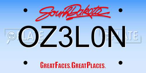 OZ3L0N South Dakota License Plate