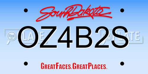 OZ4B2S South Dakota License Plate