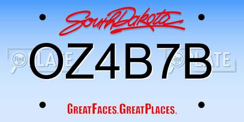 OZ4B7B South Dakota License Plate