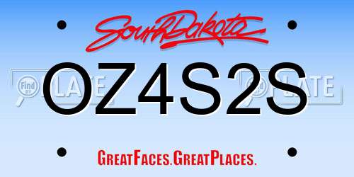 OZ4S2S South Dakota License Plate
