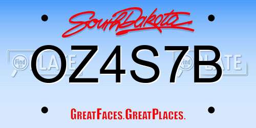 OZ4S7B South Dakota License Plate