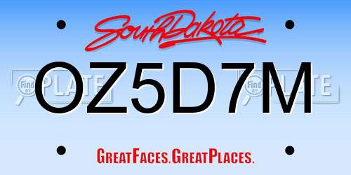 OZ5D7M South Dakota License Plate
