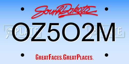 OZ5O2M South Dakota License Plate