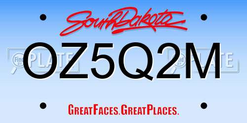 OZ5Q2M South Dakota License Plate