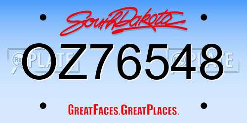 OZ76548 South Dakota License Plate