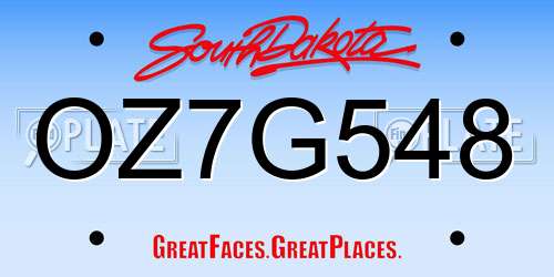 OZ7G548 South Dakota License Plate