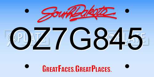 OZ7G845 South Dakota License Plate