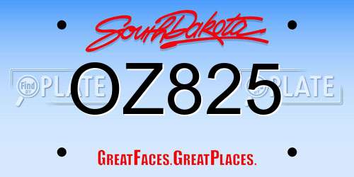 OZ825 South Dakota License Plate