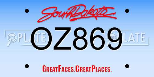 OZ869 South Dakota License Plate