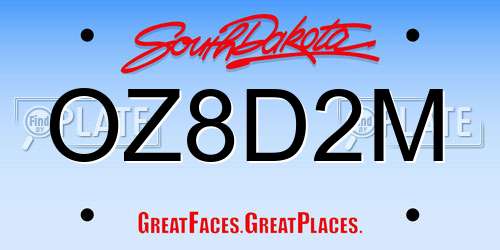 OZ8D2M South Dakota License Plate